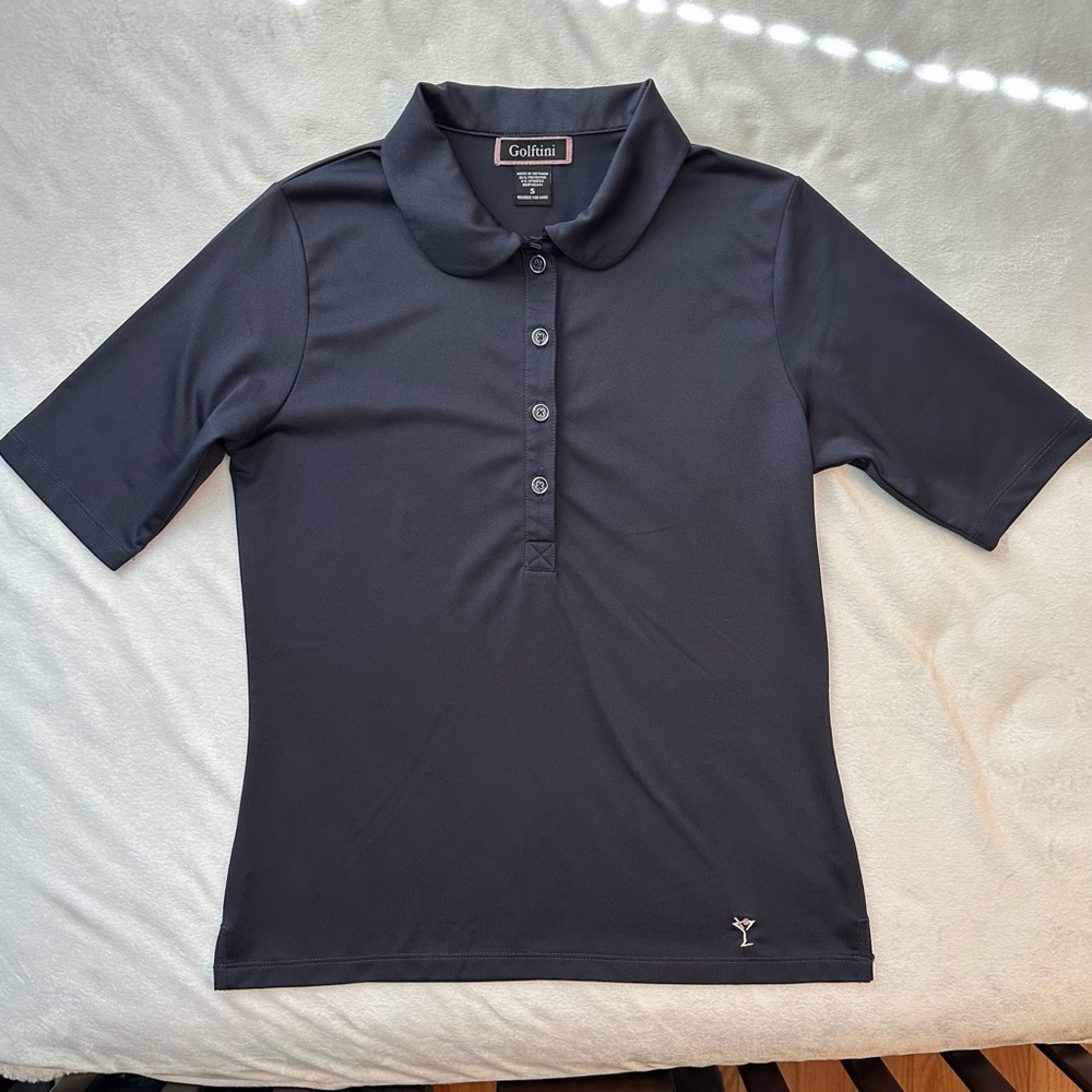 GOLFTINI Elbow Fab Women’s Performance Golf Shirt Performance Polo Navy Blue S